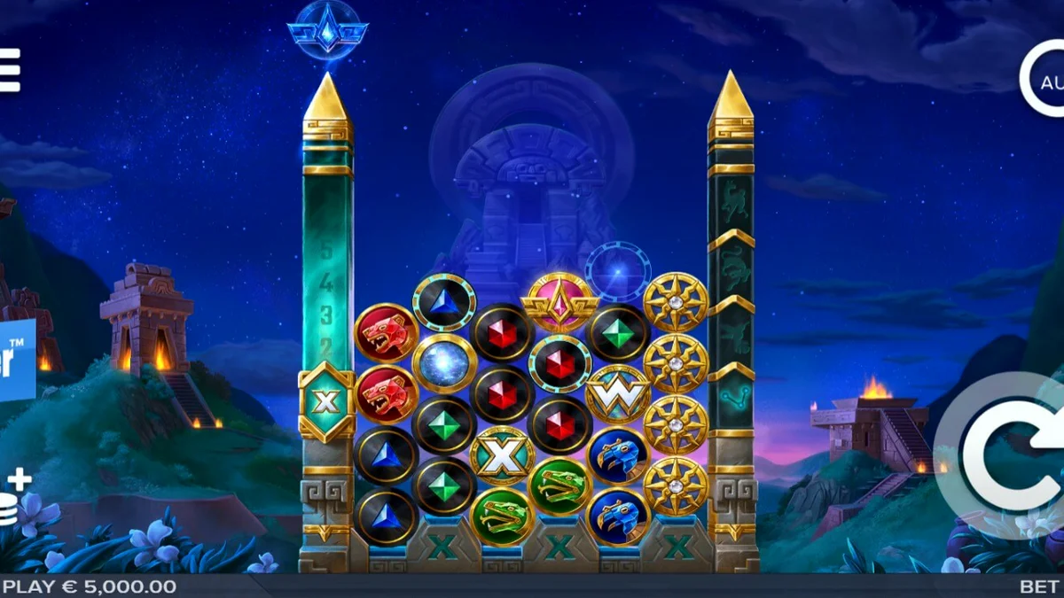 Tampilan visual slot Cygnus 6 dengan latar belakang Machu Picchu dan elemen kosmik.