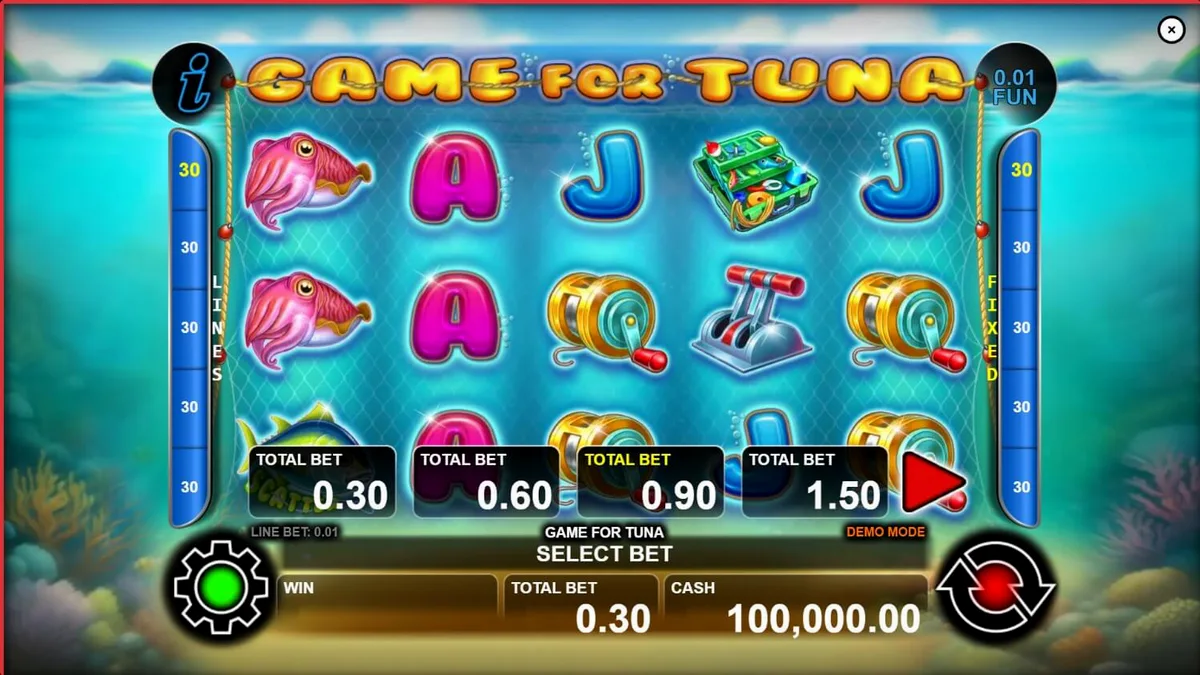 Tampilan visual slot Game For Tuna dengan latar belakang laut dalam yang dinamis