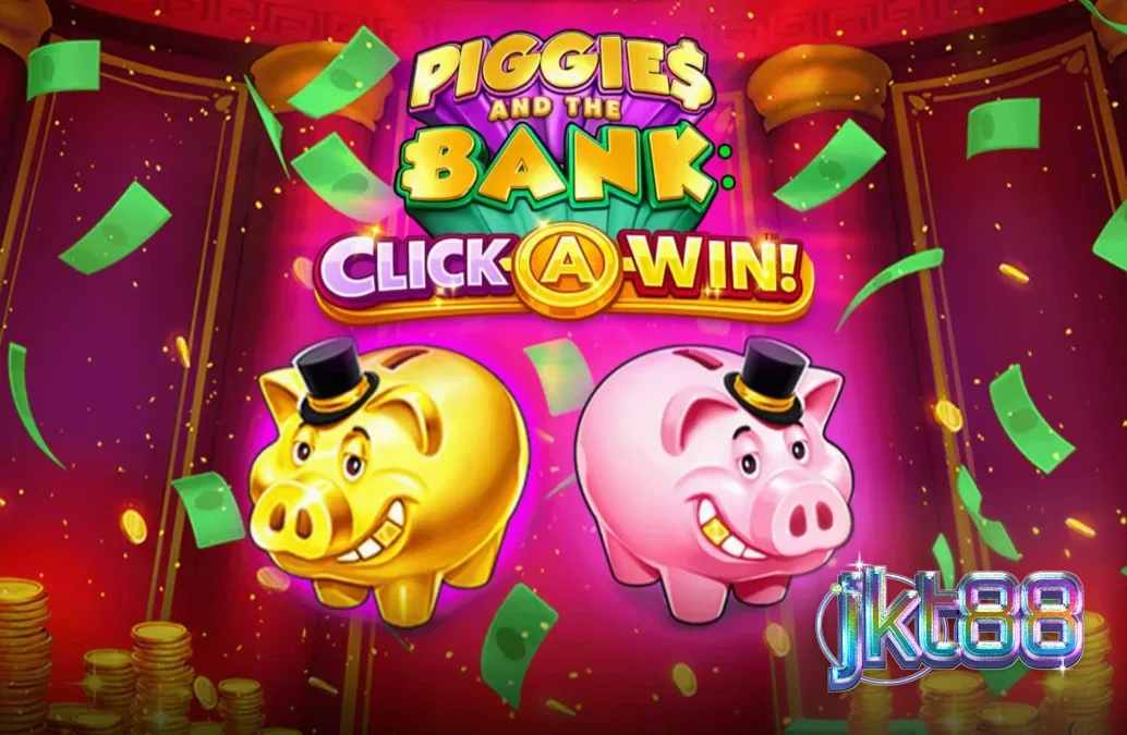 Piggies and the Bank: Click-A-Win slot interface dengan tema babi kaya